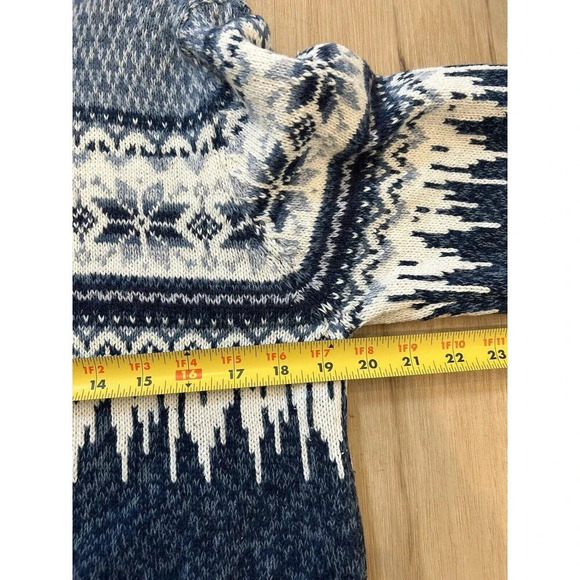 Vintage Snowflake Novelty Ramie Knit Sweater Full Zip Collared Nordic L - Picture 4 of 5